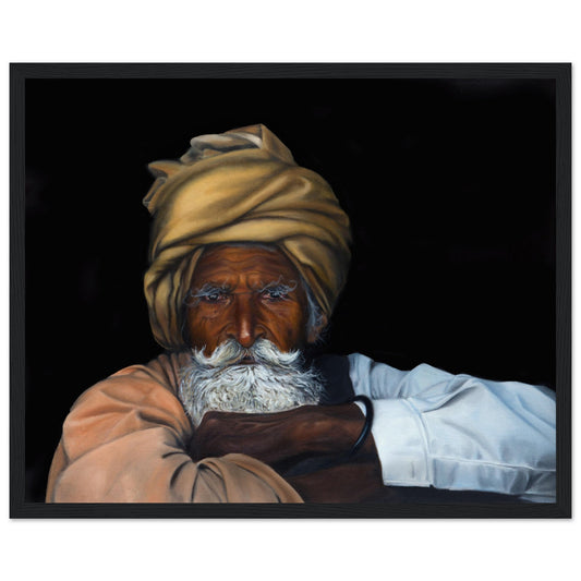 'Punjabi Farmer' - Museum-Quality Matte Paper on Wooden Frame